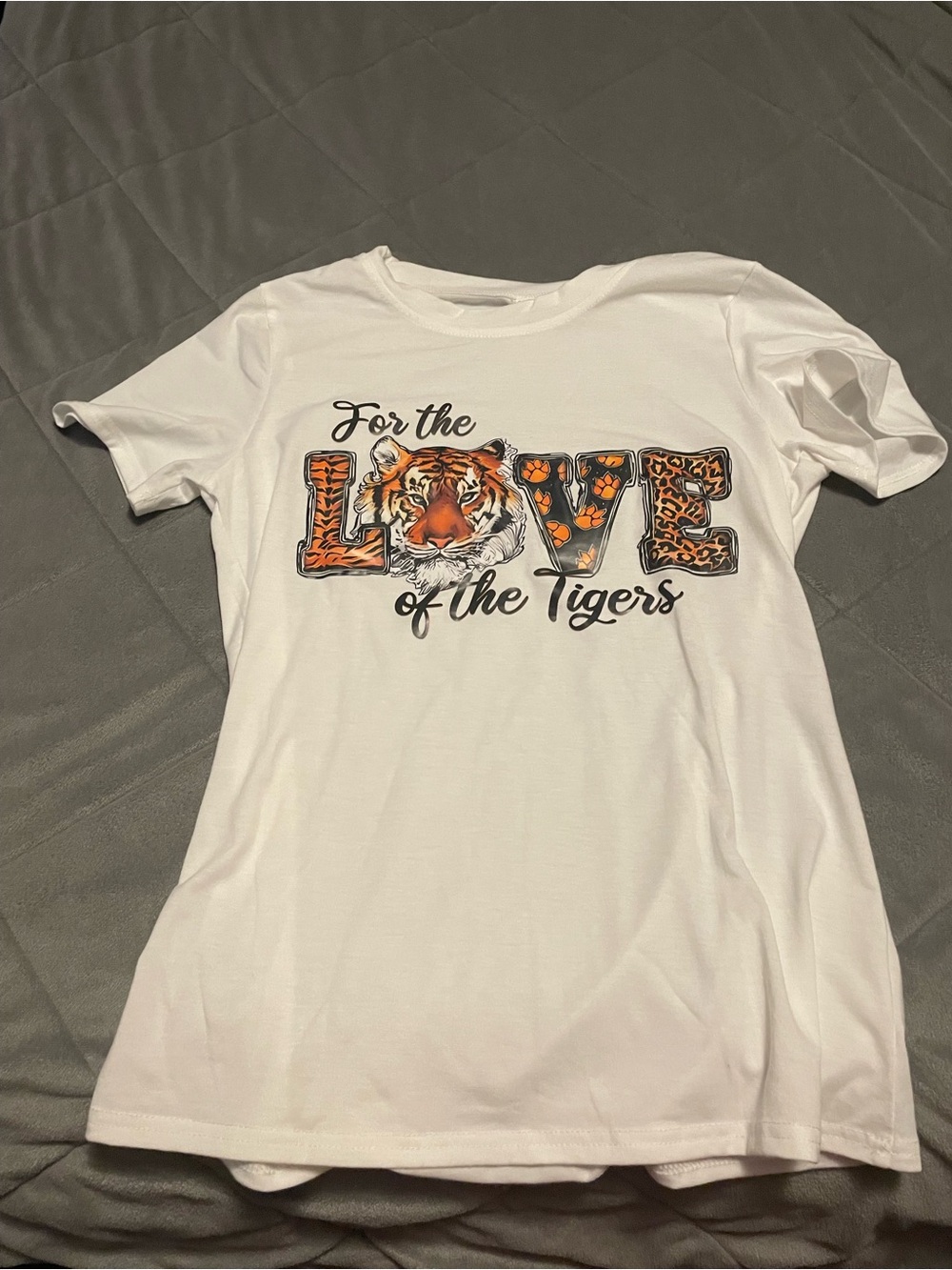 White 'For the Love of the Tigers' Long Sleeve Graphic Tee